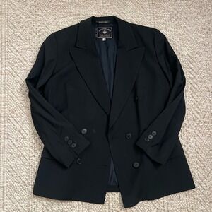 Faconnable Tailleur Black Double Breasted Blazer Jacket Made in Italy Size 12 48